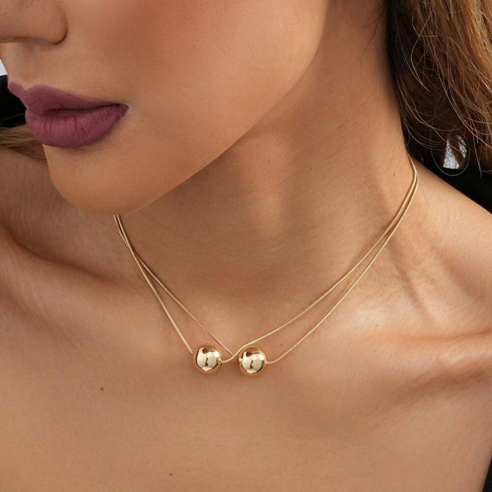 Vintage Style‎ Round Gold Alloy Layered Plating Necklace Oval Chic Boho Pendant